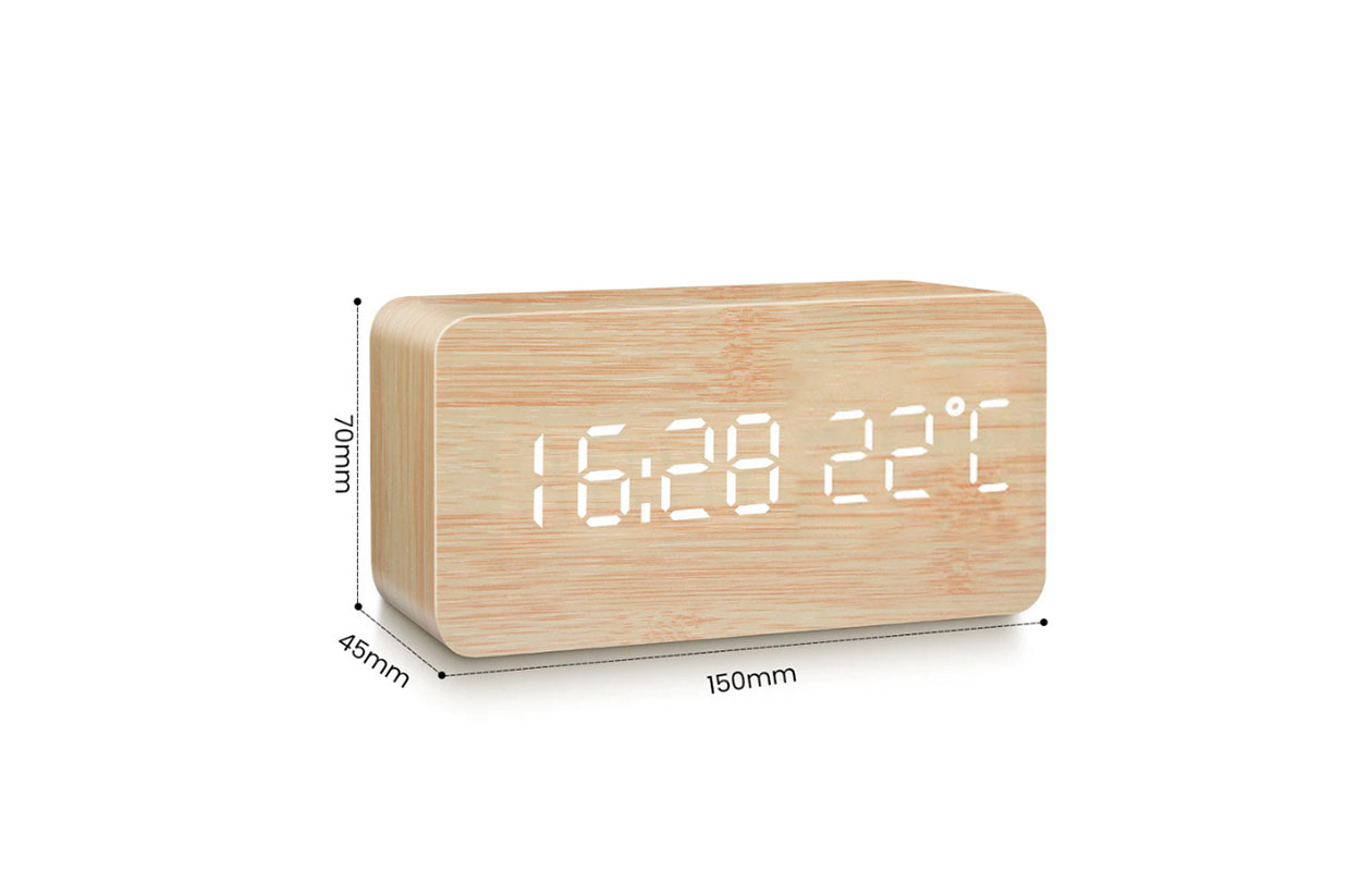 Digitale Houtlook Wekker met Thermometer E291