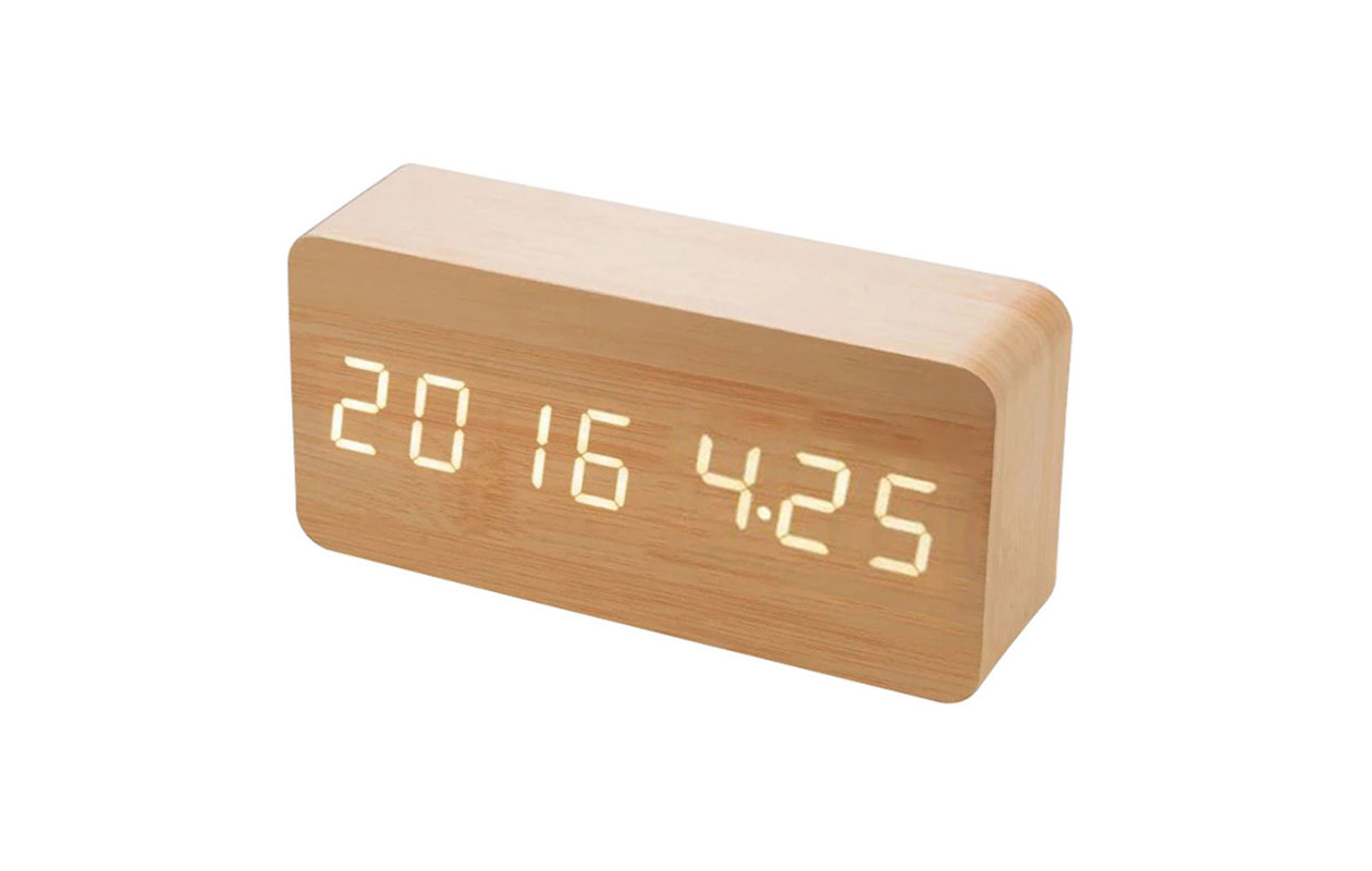 Digitale Houtlook Wekker met Thermometer E291