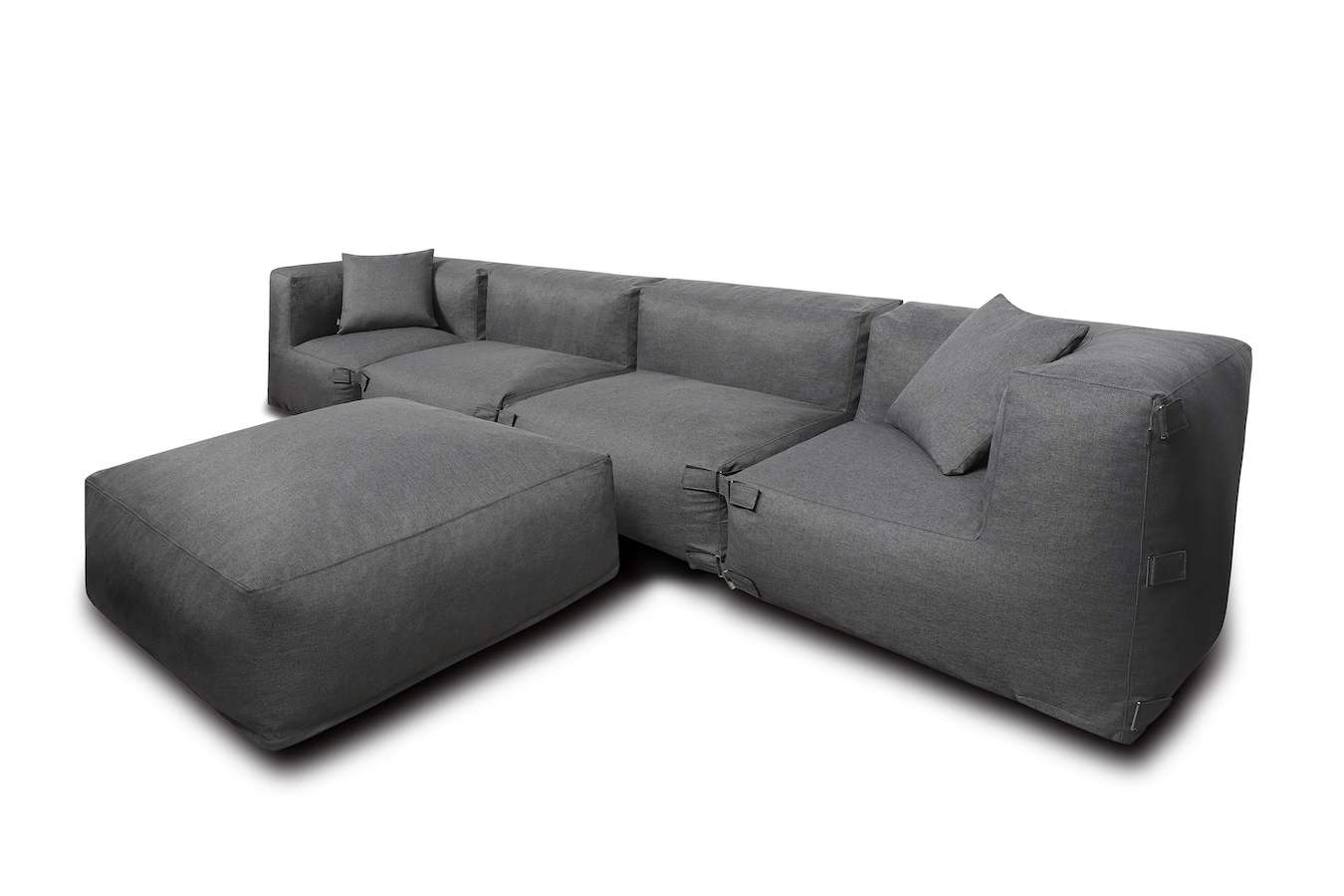 Feel Furniture - Binnen en Buiten bank - Odin - 4 Persoonsbank - Grijs - Met Hocker