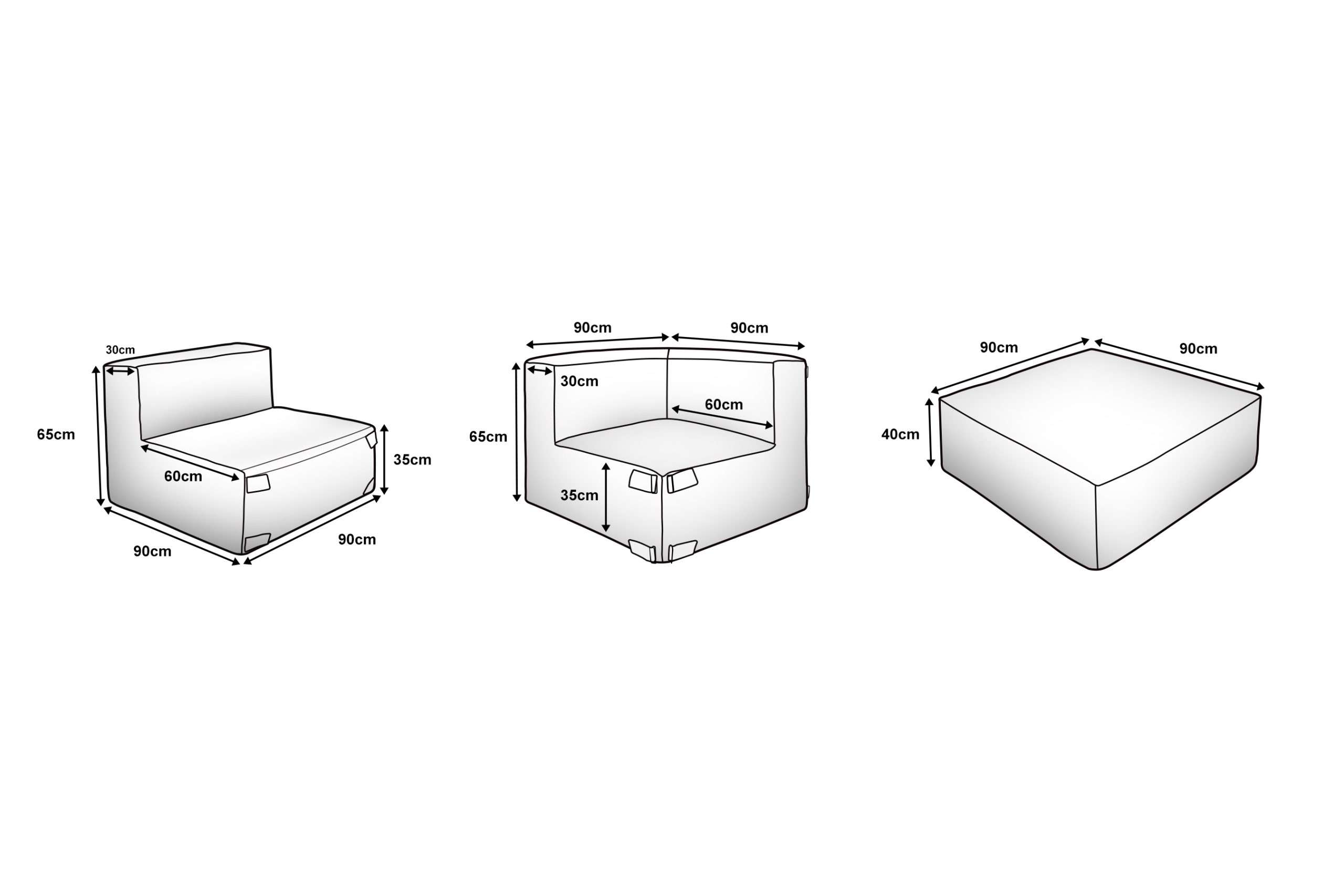Feel Furniture - Binnen en Buiten bank - Odin - 4 Persoonsbank - Grijs - Met Hocker
