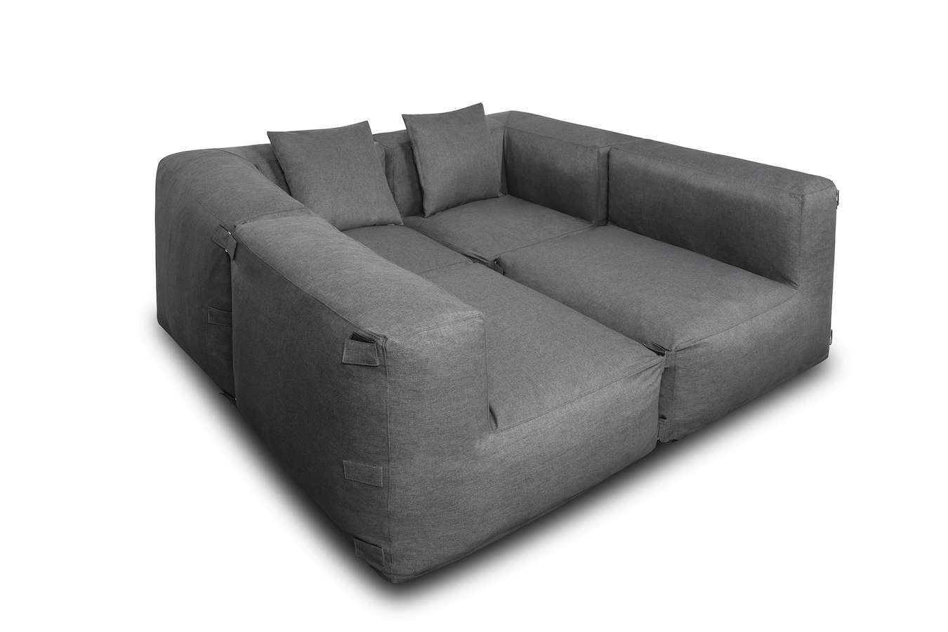 Feel Furniture - Binnen en Buiten bank - Odin - 4 Persoonsbank - Grijs - Met Hocker