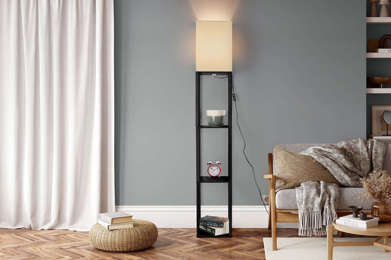 Feel Furniture - Staande lamp met opberguimte - Zwart