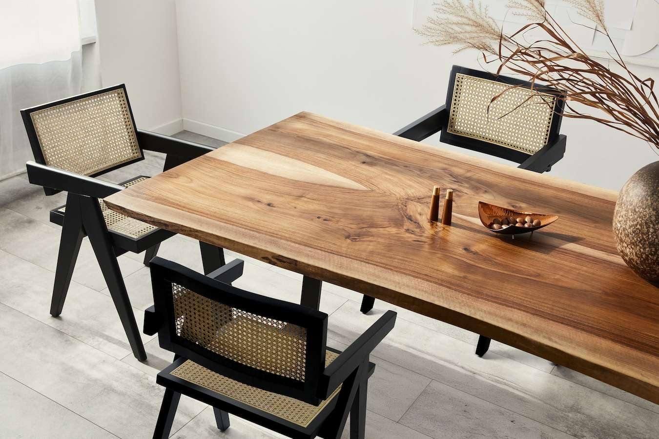 Feel Home houten eetkamer stoel rattan zwart