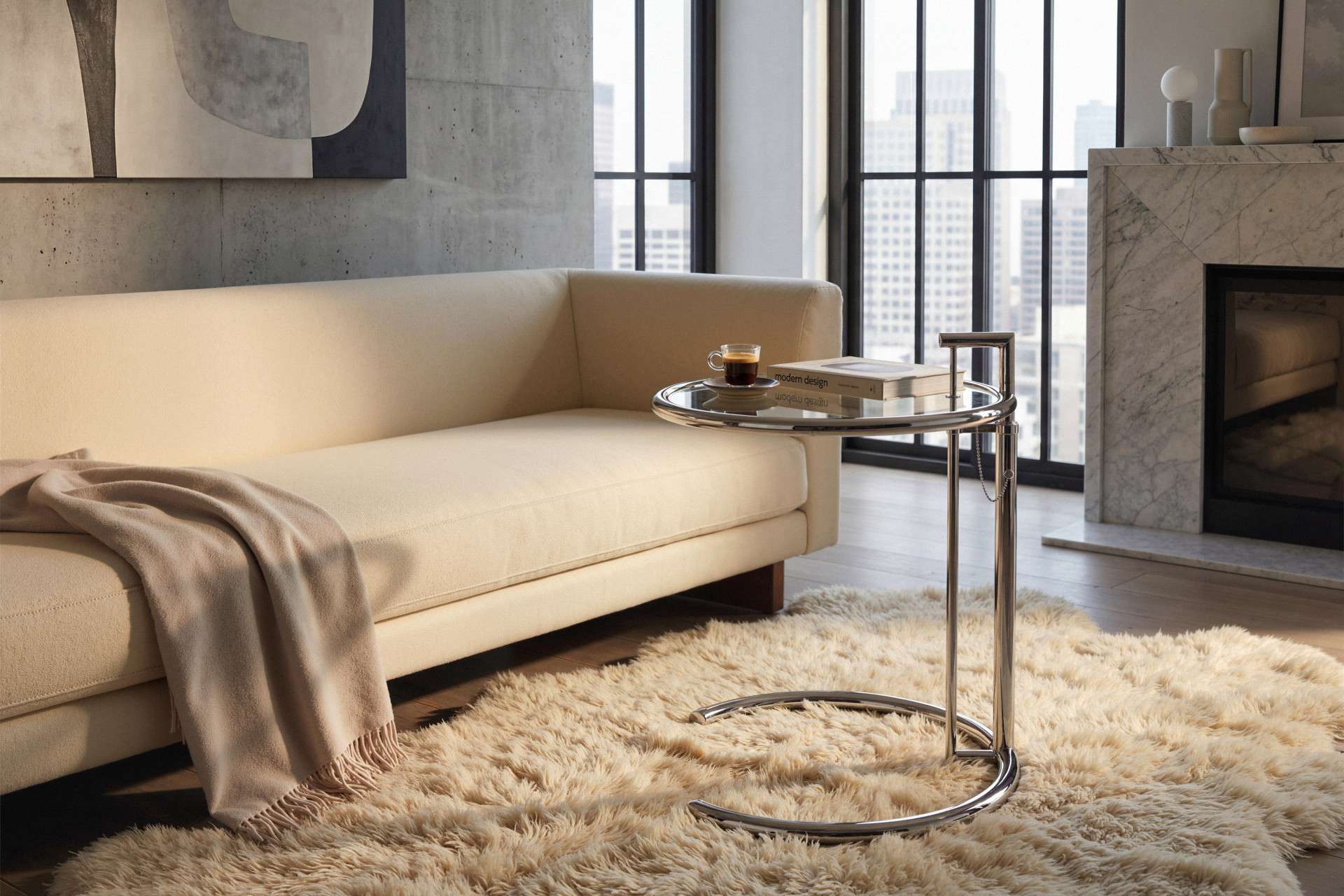 Feel Home - verstelbare salontafel met rond glazen blad - Ø52cm