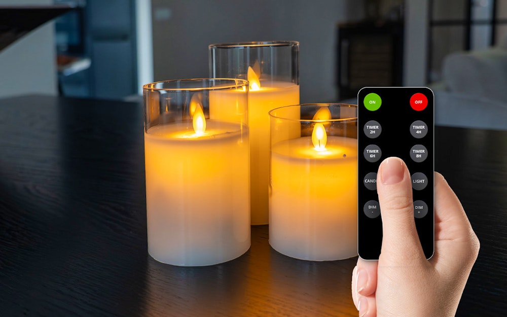 FlinQ - LED Kaarsen Smoked Glass (Transparant)