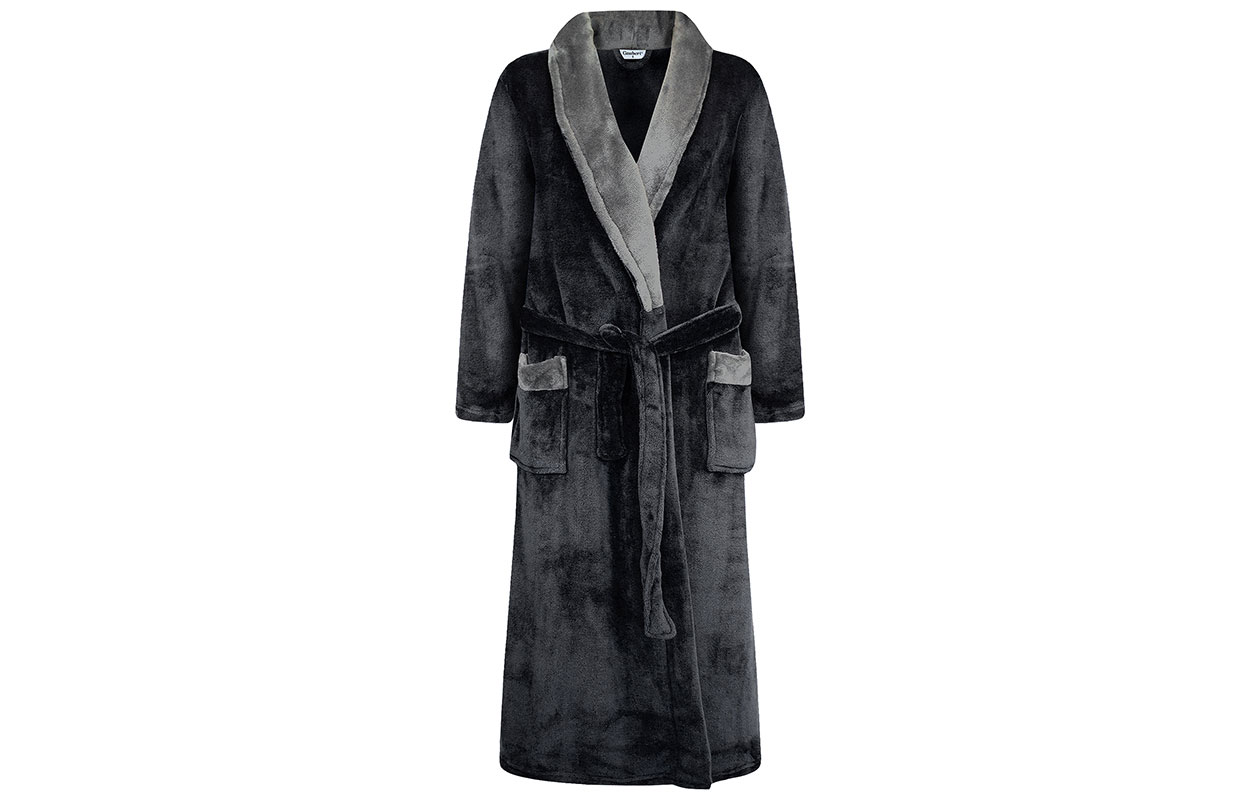 Gaubert heren badjas met sjaalkraag | Zwart Coral Fleece