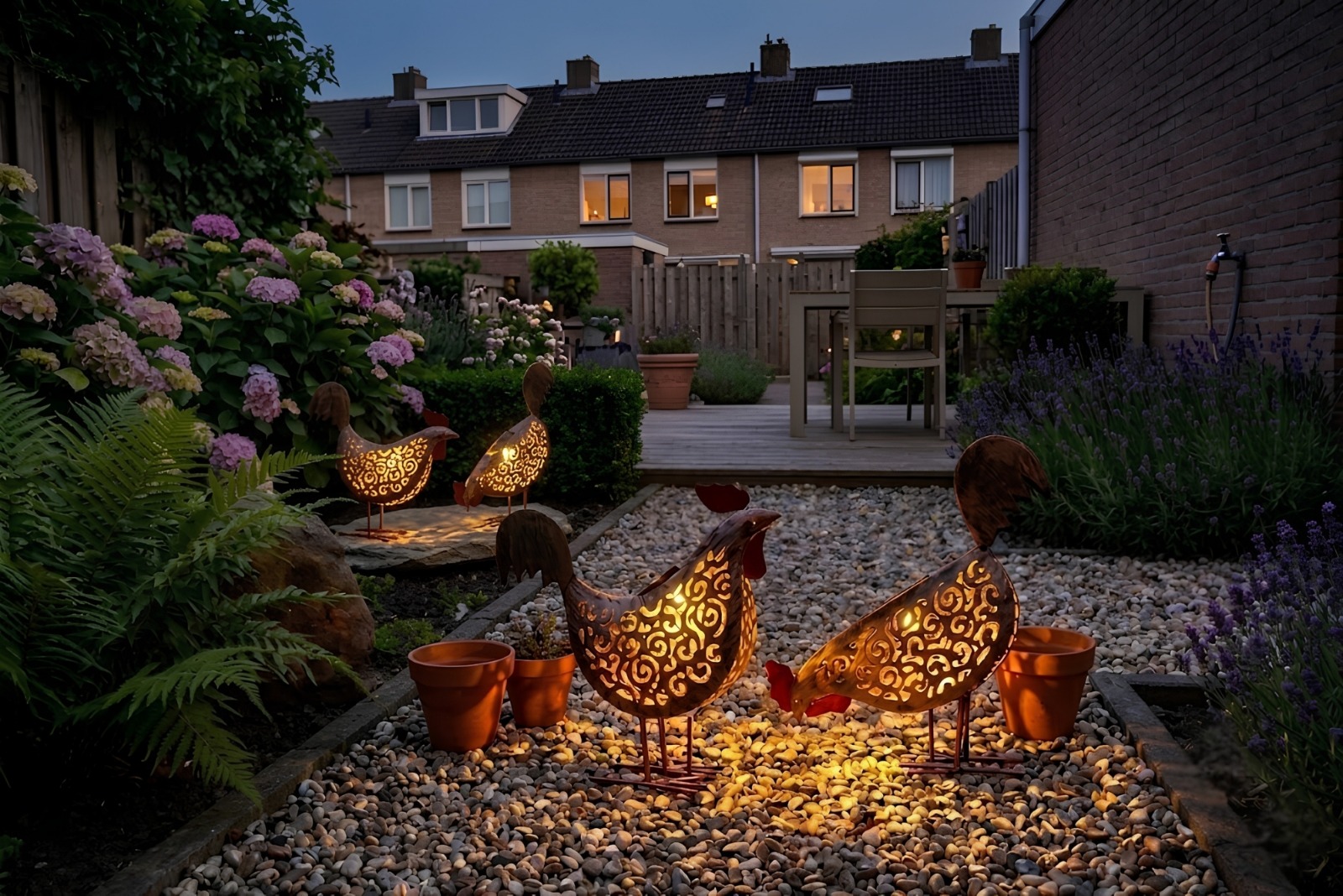 Green Series - Lampes solaires en forme de poules - Lot de 2