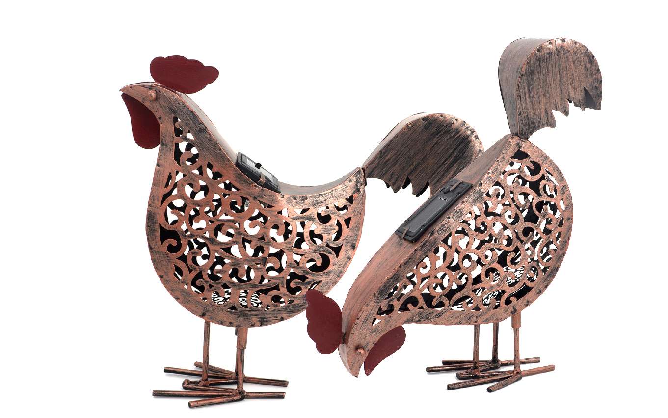 Green Series - Lampes solaires en forme de poules - Lot de 2