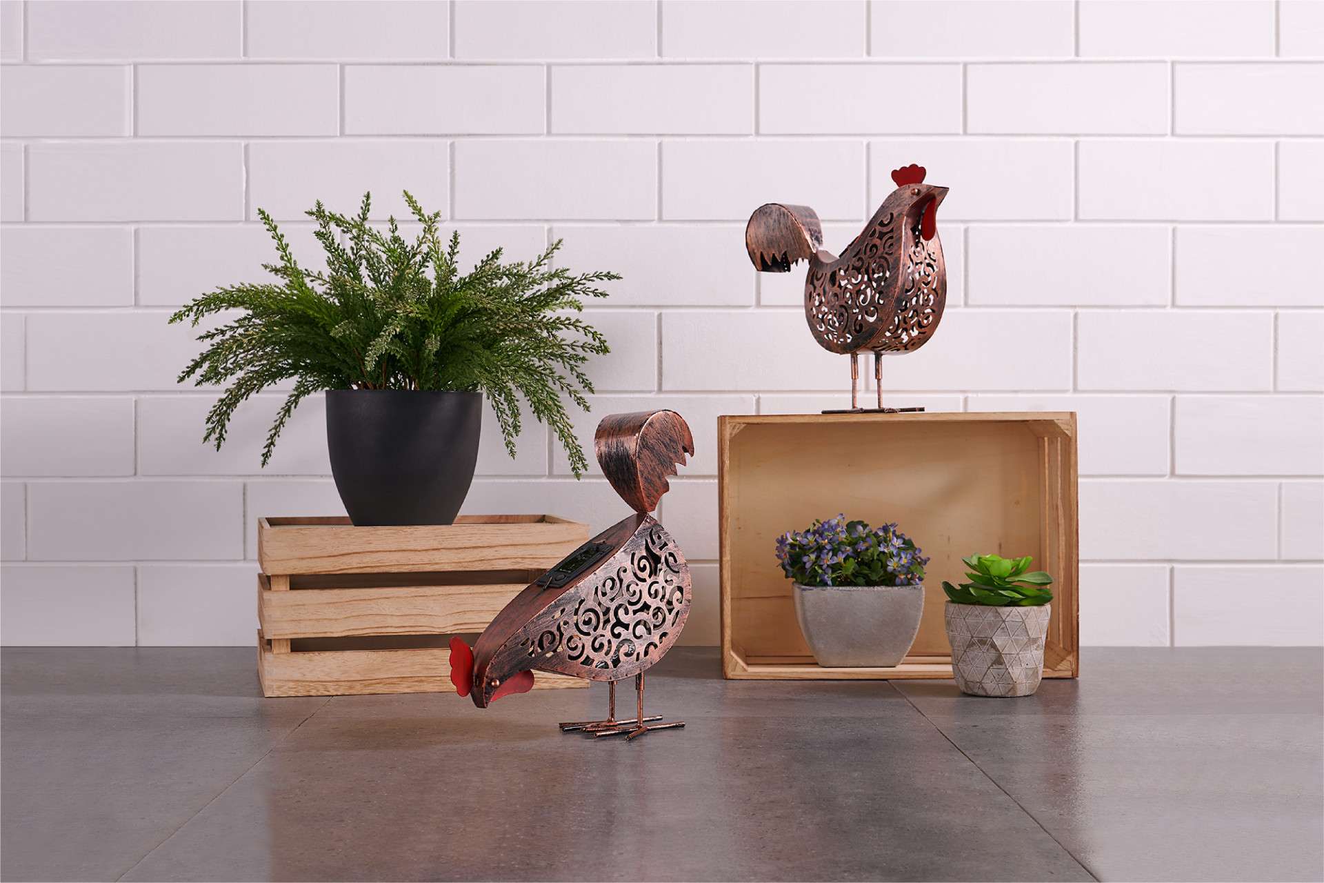 Green Series - Lampes solaires en forme de poules - Lot de 2