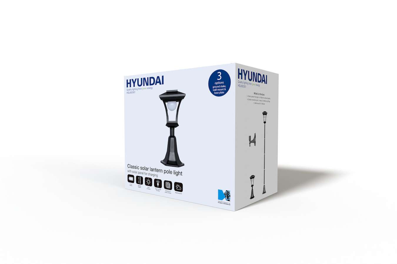 Hyundai Lighting - Klassieke lantaarnpaal op zonne-energie - 160 cm