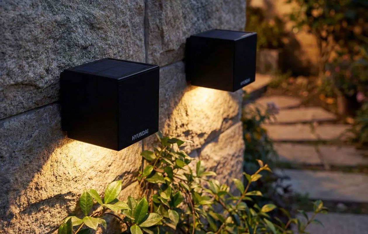 Applique murale cubique Hyundai Lighting à énergie solaire - 2 pièces