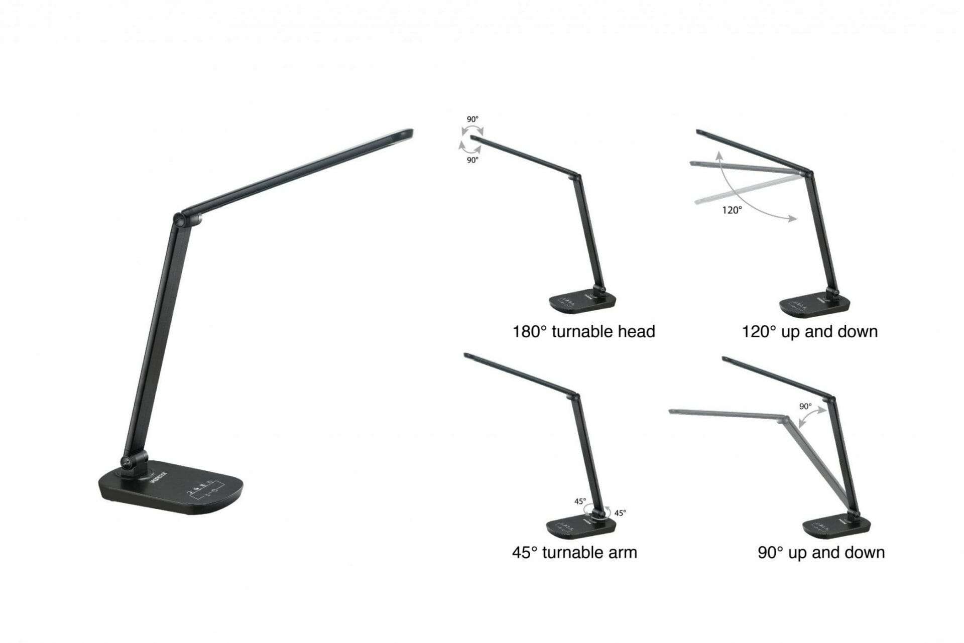 Hyundai Lighting - LED Bureaulamp - verstelbaar, dimbaar en met USB poort