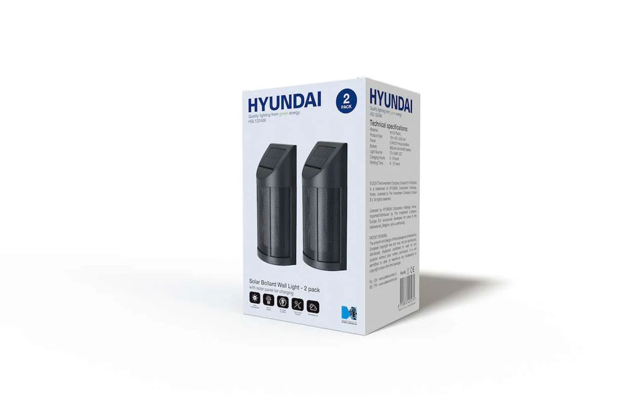 Hyundai Lighting Luxe Solar Bollard Wandlamp (2 stuks)