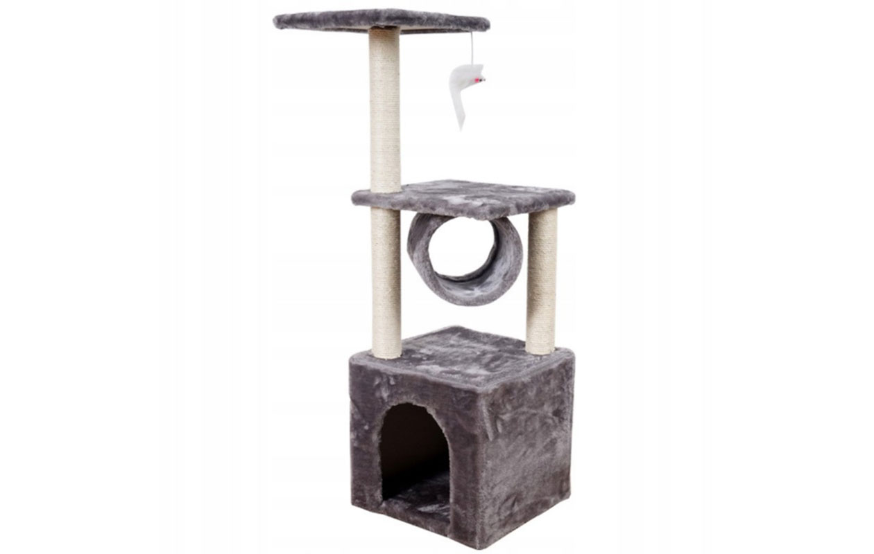 Arbre à chat avec maisonnette, tunnel et plateforme 30x30x107cm