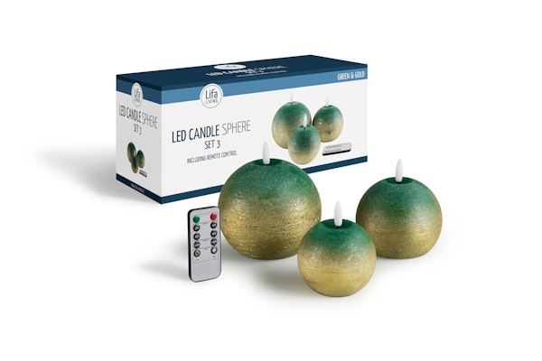 LED kaars set van 3 - met wax