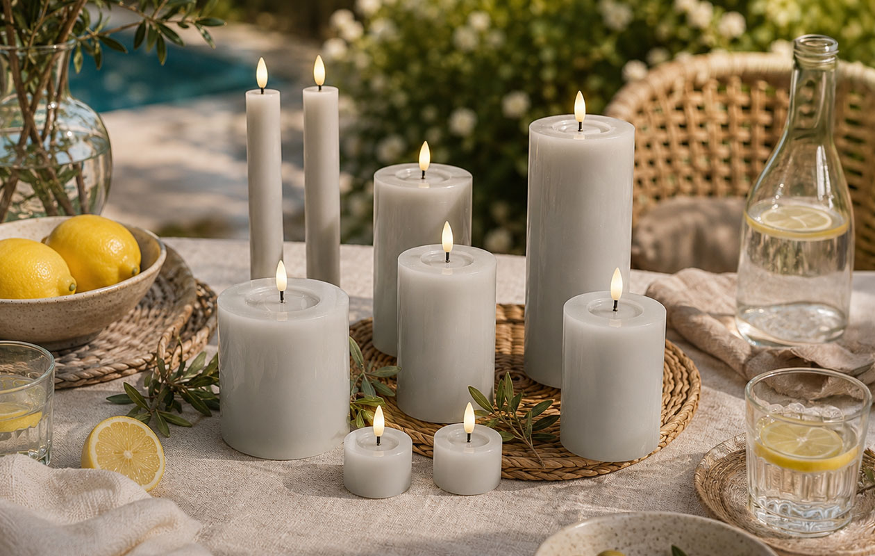 Lot de 9 bougies LED  - Gris clair