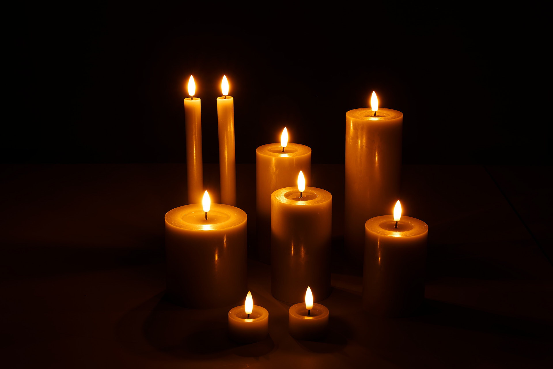 Lot de 9 bougies LED  - Gris clair