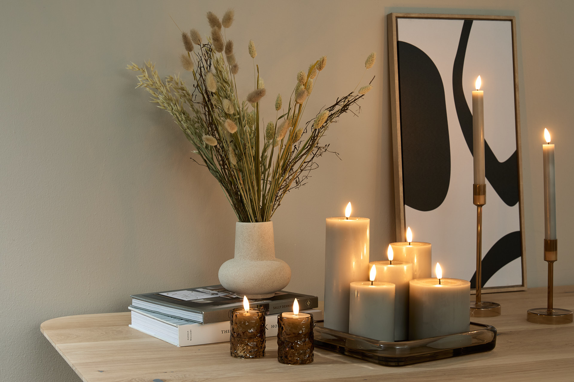 Lot de 9 bougies LED  - Gris clair