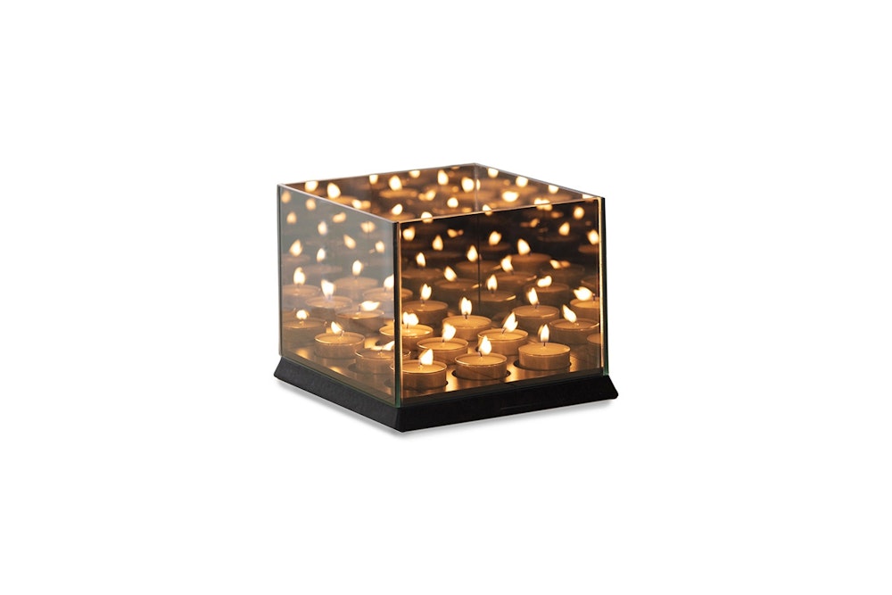 Lifa Living kaarslicht houder spiegelglas zwart 