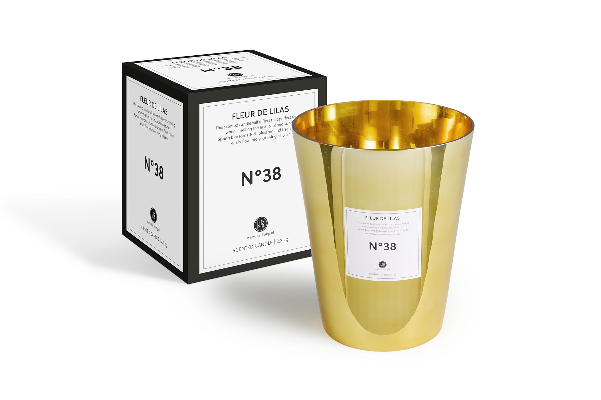 Lifa Living  Geurkaars XL - Goud glas