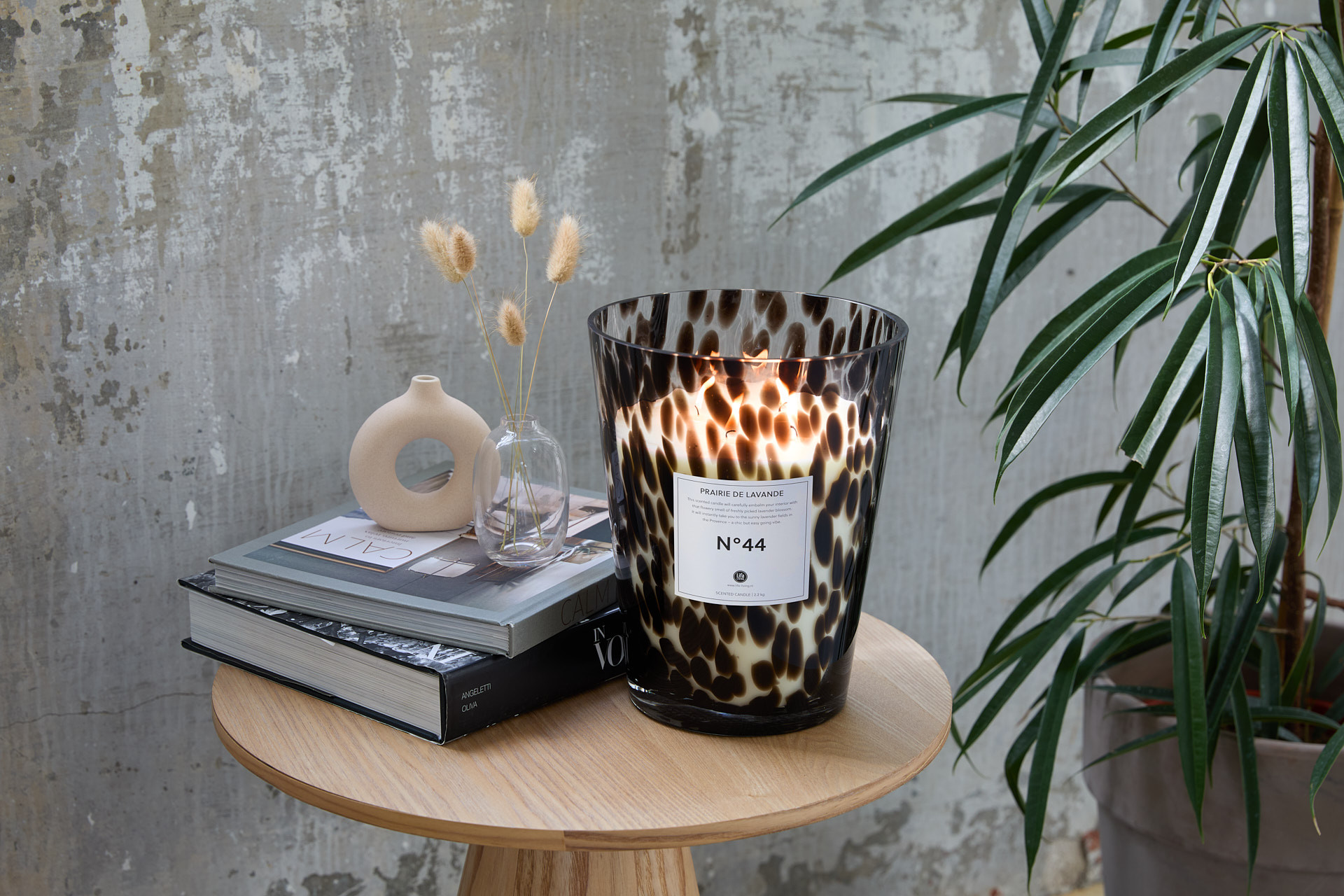 Lifa Living  Geurkaars XL - Zwart/wit panterprint