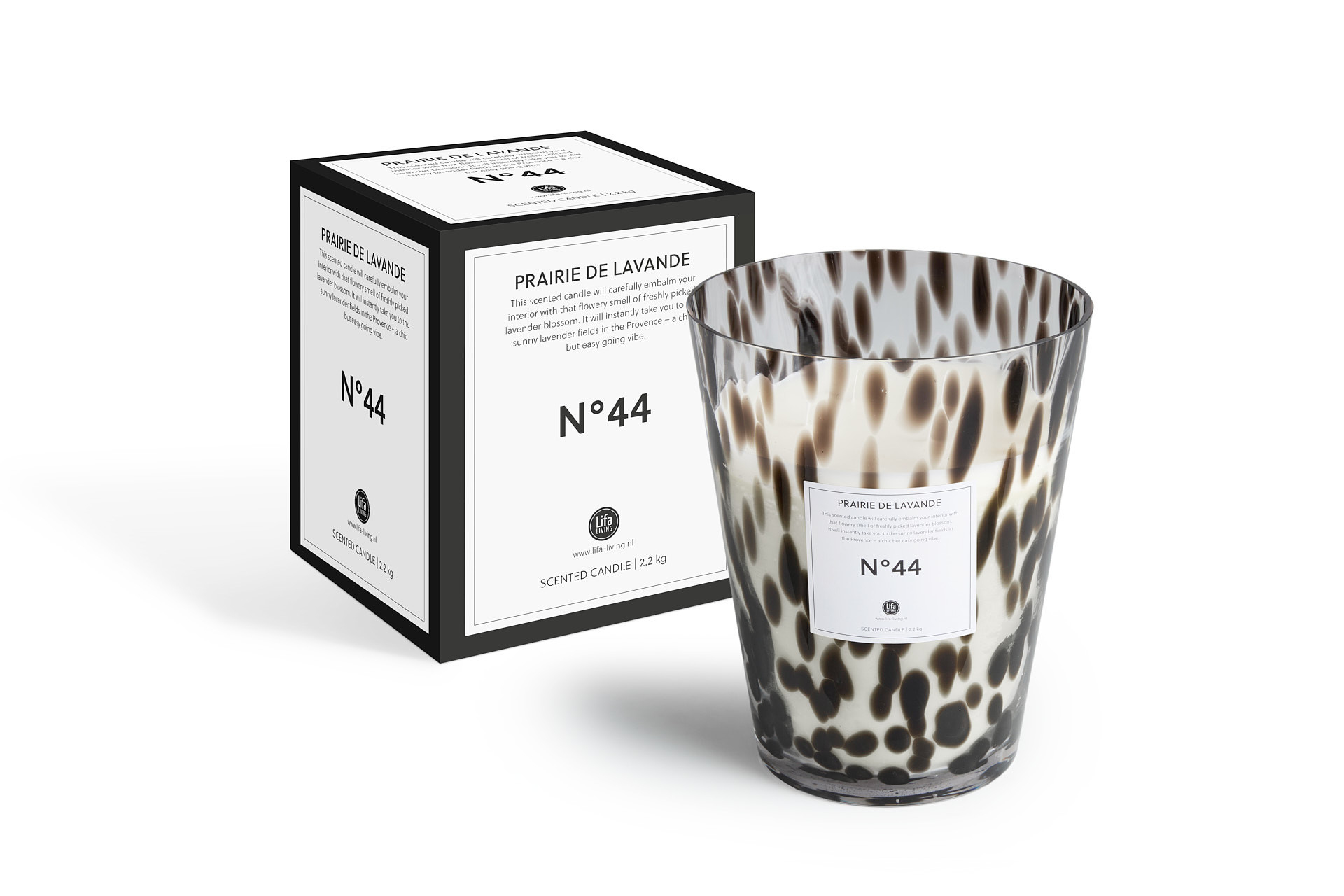 Lifa Living  Geurkaars XL - Zwart/wit panterprint