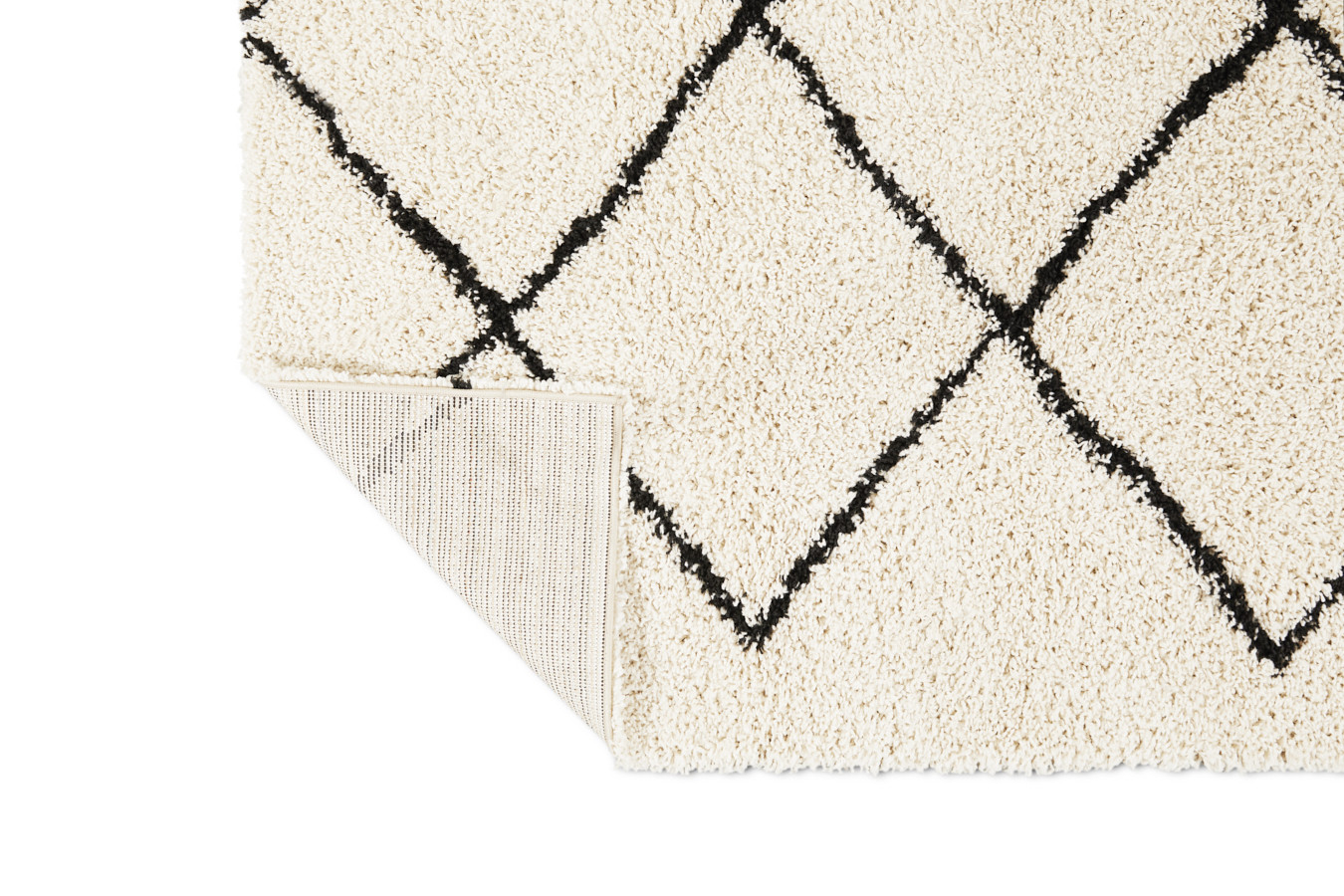 Lifa Living Hoogpolig vloerkleed met ruit 133 x 200 cm