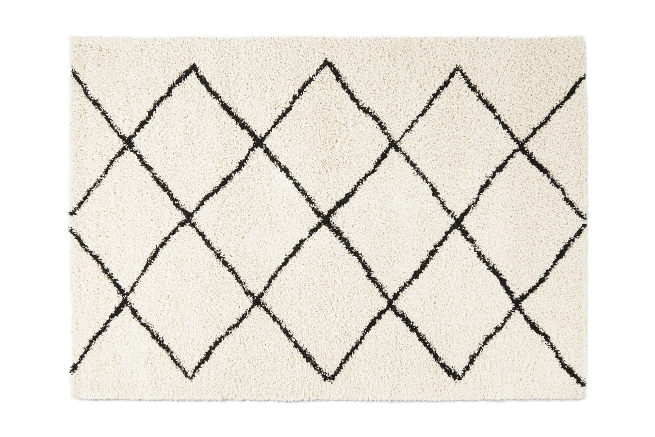 Lifa Living Hoogpolig vloerkleed met ruit 133 x 200 cm