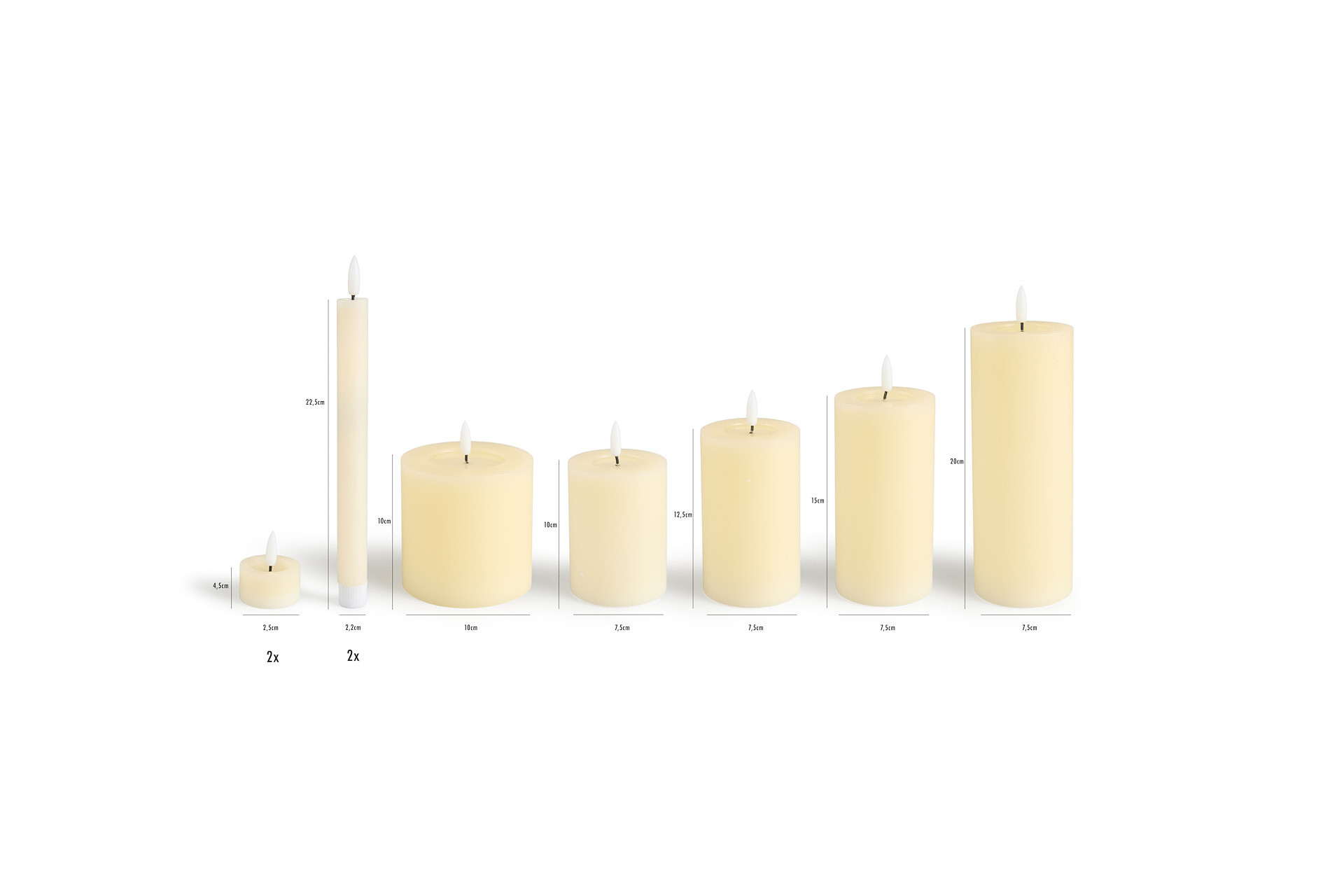 Lifa Living LED kaars Set/9 - Crème