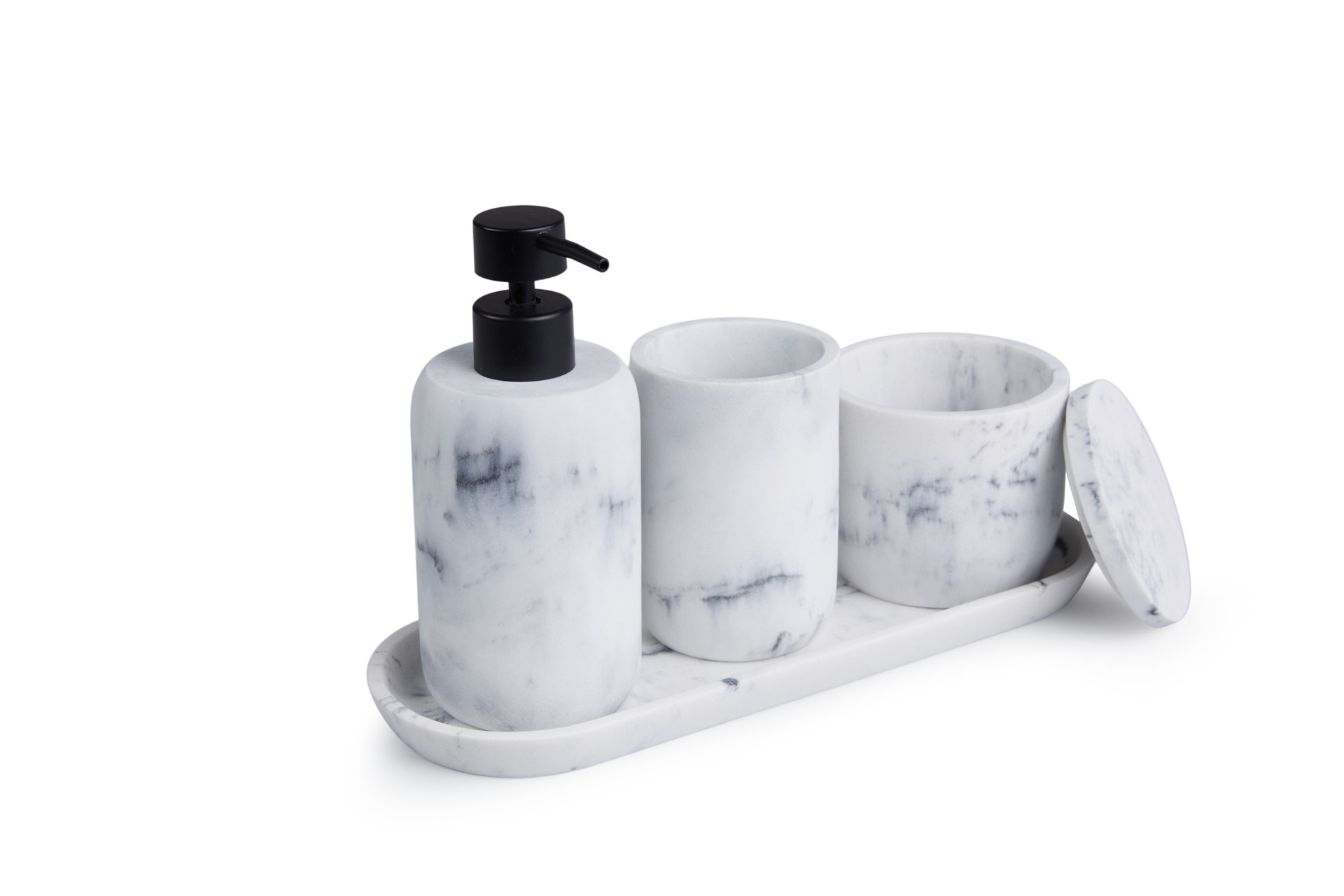 Lifa Living Ensemble d'accessoires de salle de bains de luxe 4 pièces - Blanc/gris