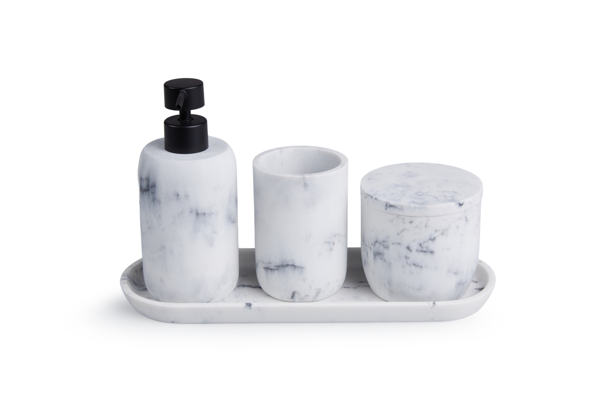 Lifa Living Ensemble d'accessoires de salle de bains de luxe 4 pièces - Blanc/gris