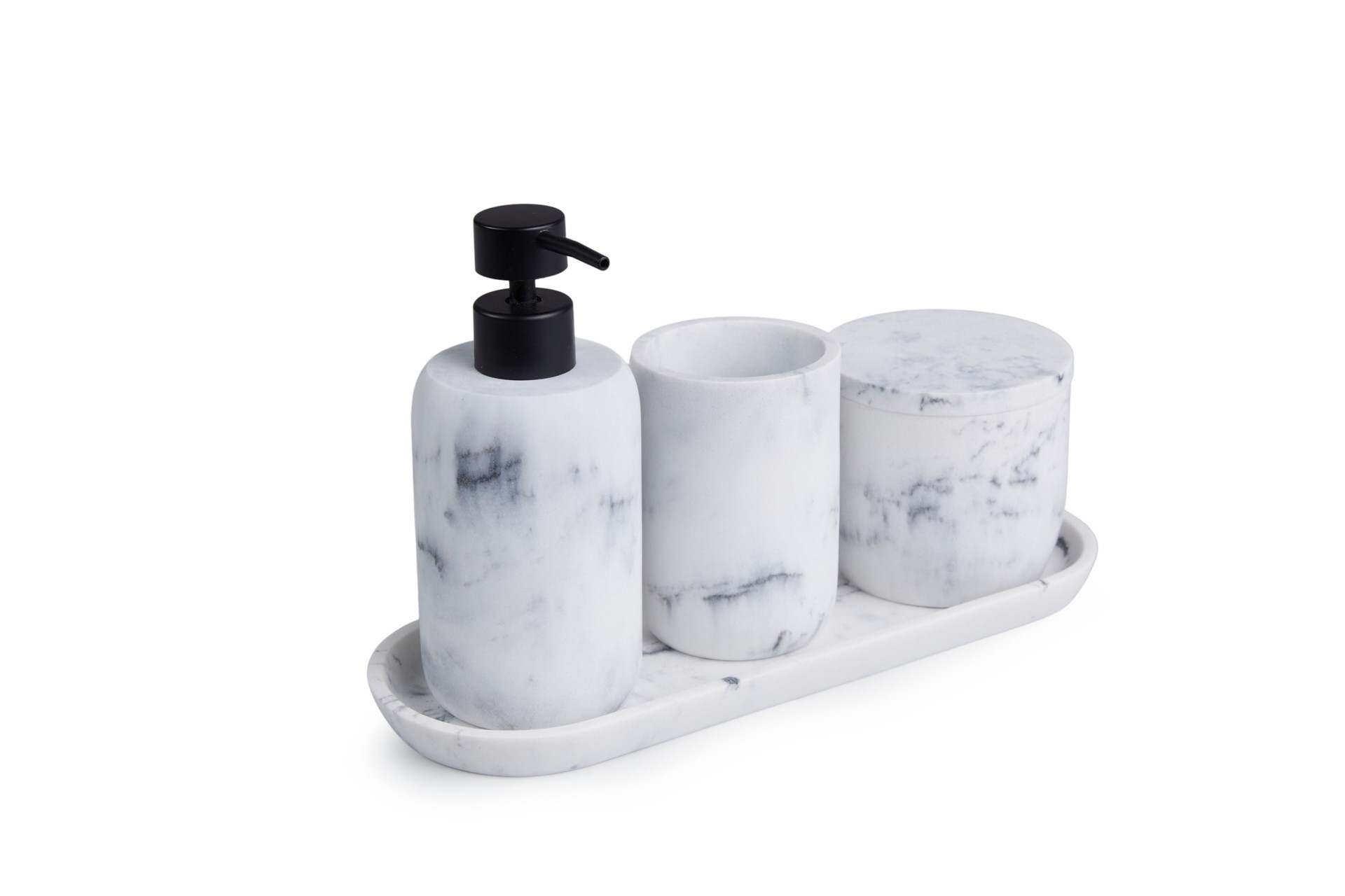 Lifa Living Ensemble d'accessoires de salle de bains de luxe 4 pièces - Blanc/gris