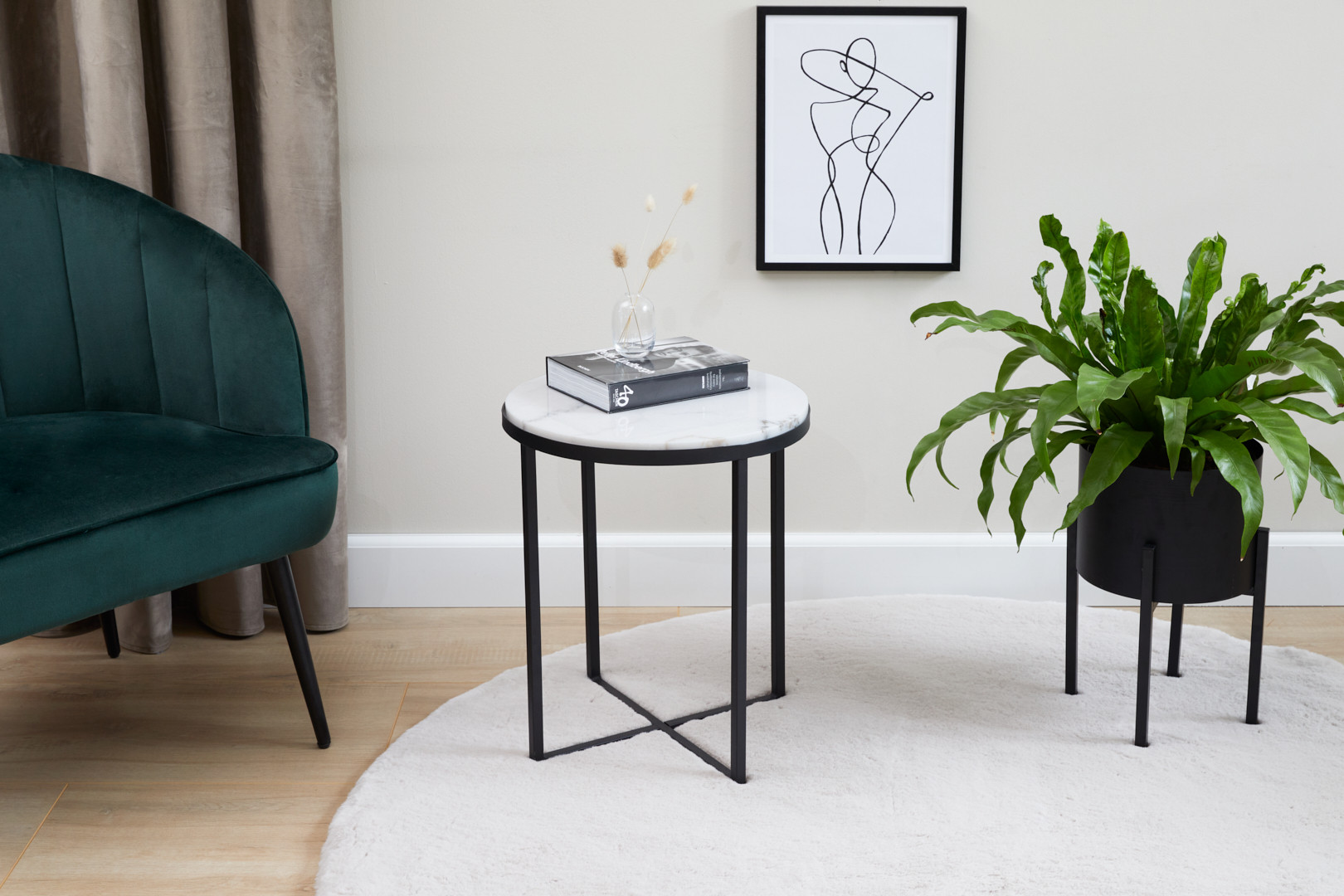Lifa Living Table d'appoint en marbre Julien - Blanc