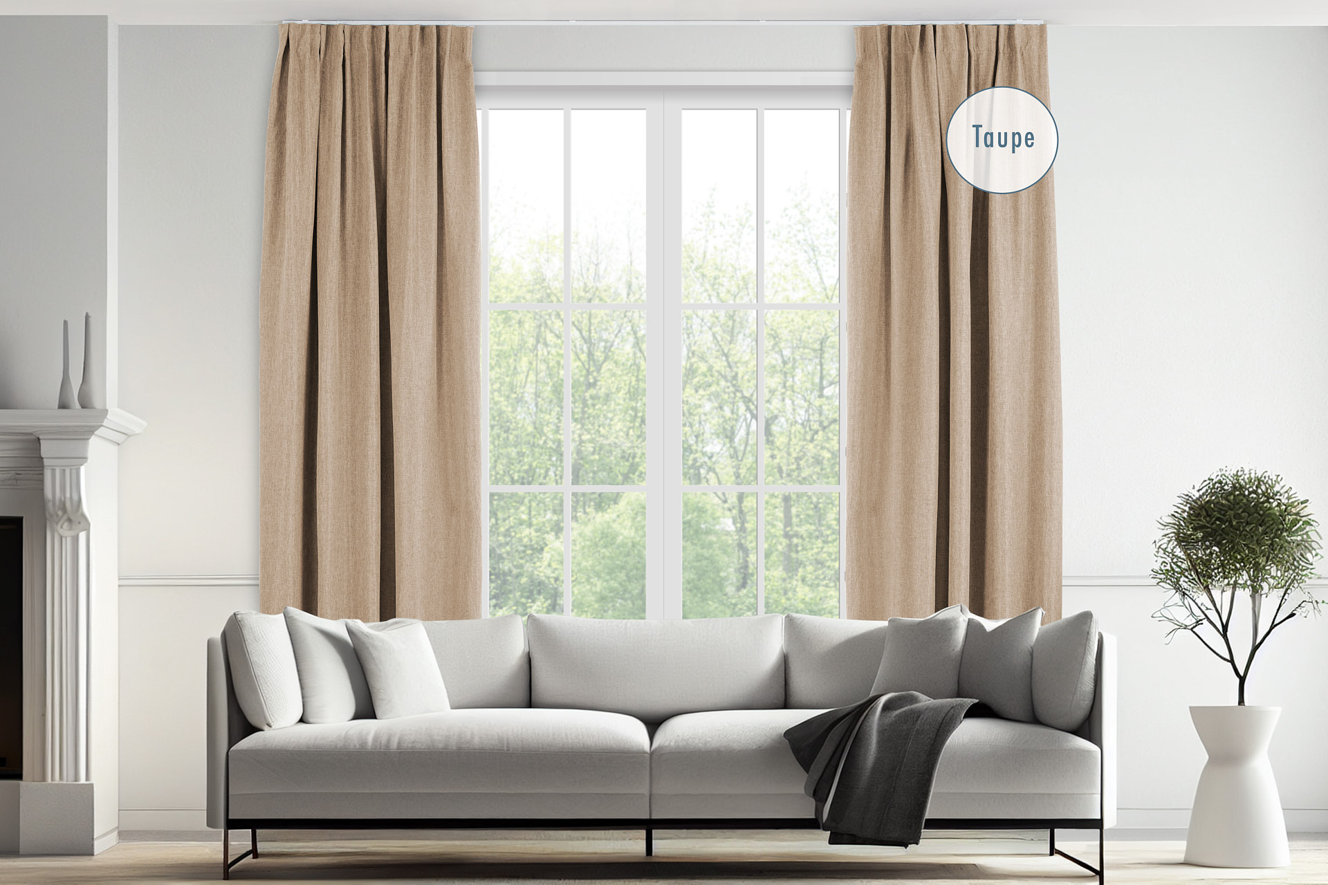 Luxe geweven gordijn - 150 x 260 cm - haken - taupe