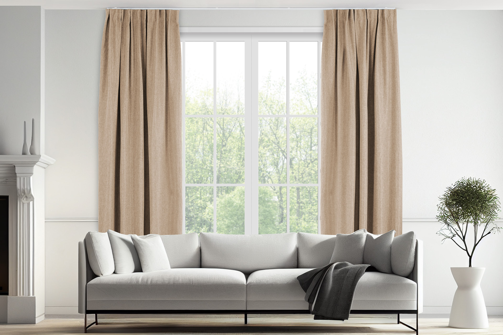 Luxe geweven gordijn - 150 x 260 cm - haken - taupe