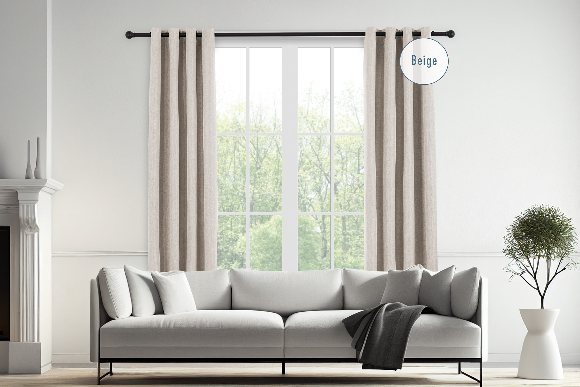 Rideau tissé de luxe - 150 x 260 cm - Anneaux -