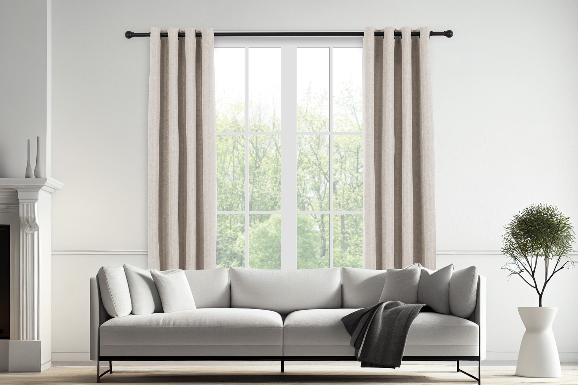 Rideau tissé de luxe - 150 x 260 cm - Anneaux -