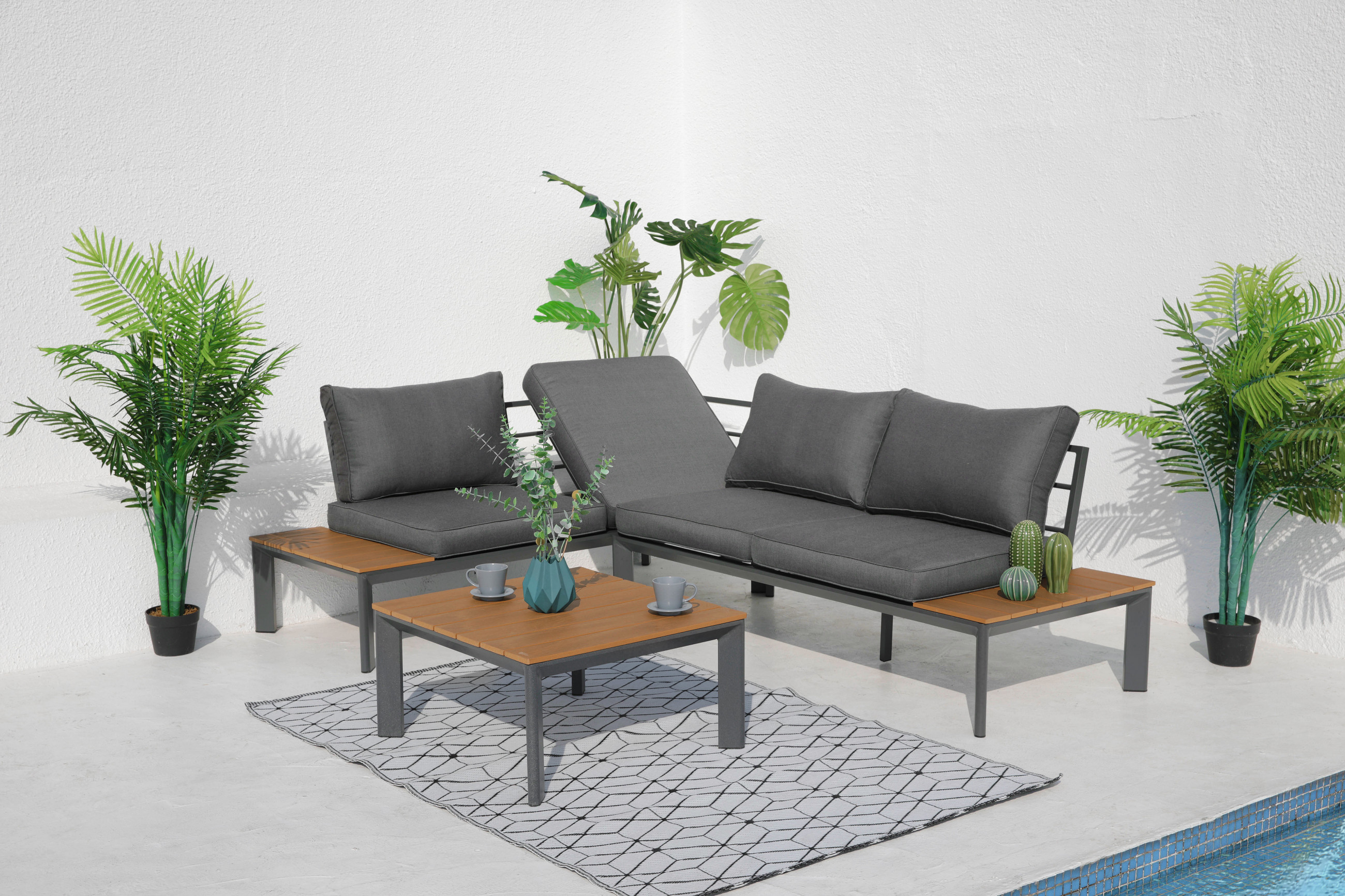 Luxe Modena lounge set 4-6 persoons - Grijs