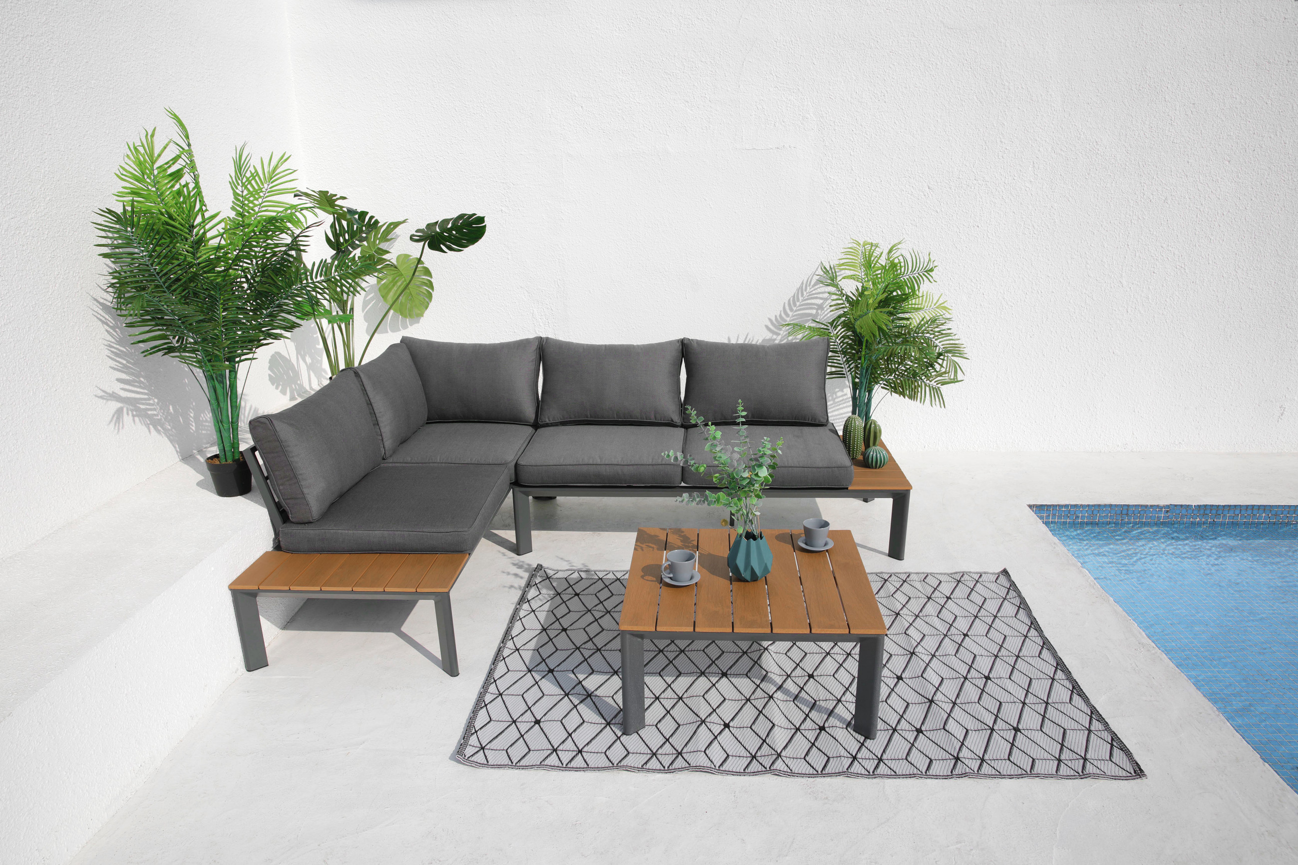 Luxe Modena lounge set 4-6 persoons - Grijs