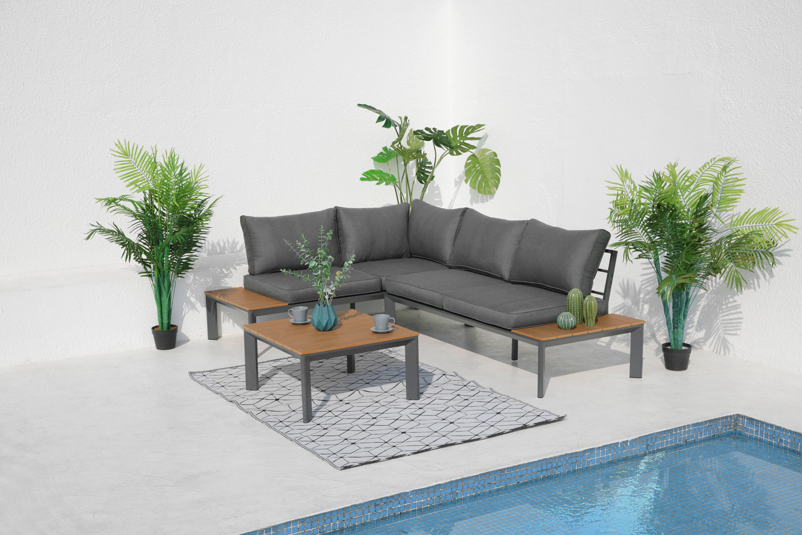 Luxe Modena lounge set 4-6 persoons - Grijs