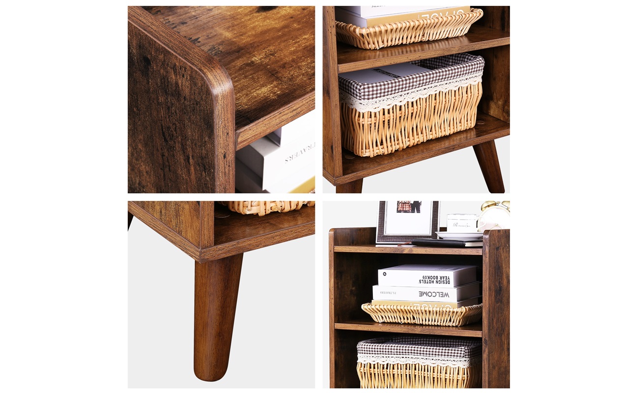 Parya Nachtkastje - Bijzettafel - Hout - Rustiek Bruin - Vintage Look