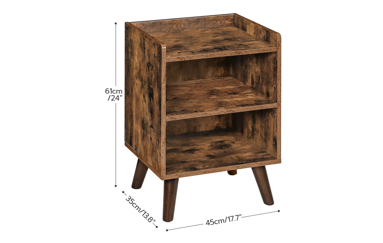 Parya Nachtkastje - Bijzettafel - Hout - Rustiek Bruin - Vintage Look