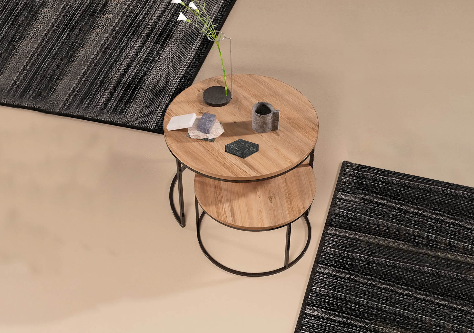 Set van 2 ronde houten tafels – Modern en stijlvol design