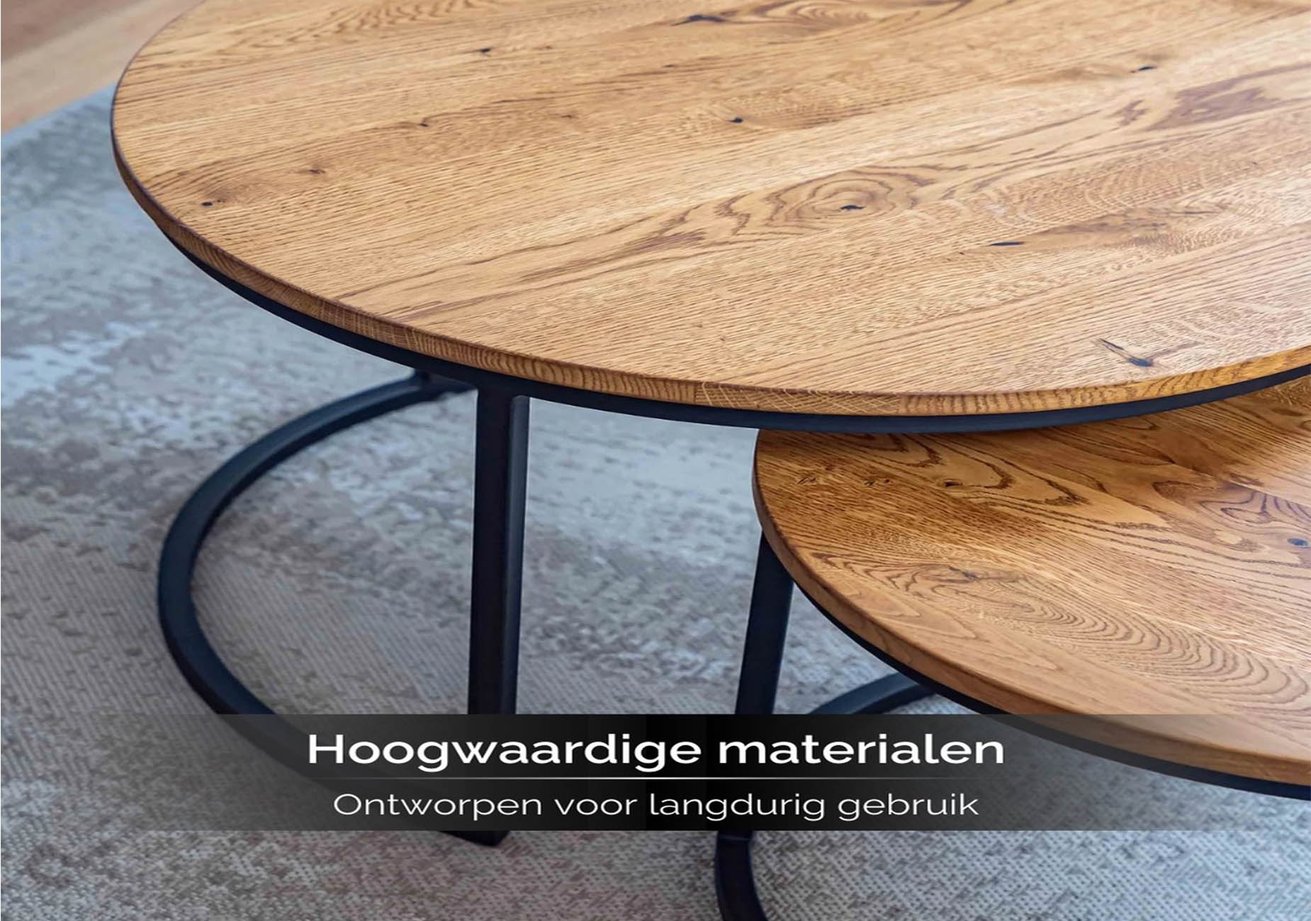 Set van 2 ronde houten tafels – Modern en stijlvol design
