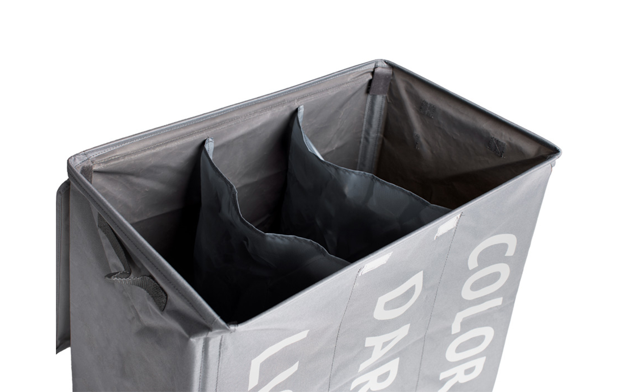 Shine XL Wasmand met 3 Vakken en 4 Wielen - 120 Liter - Grijs