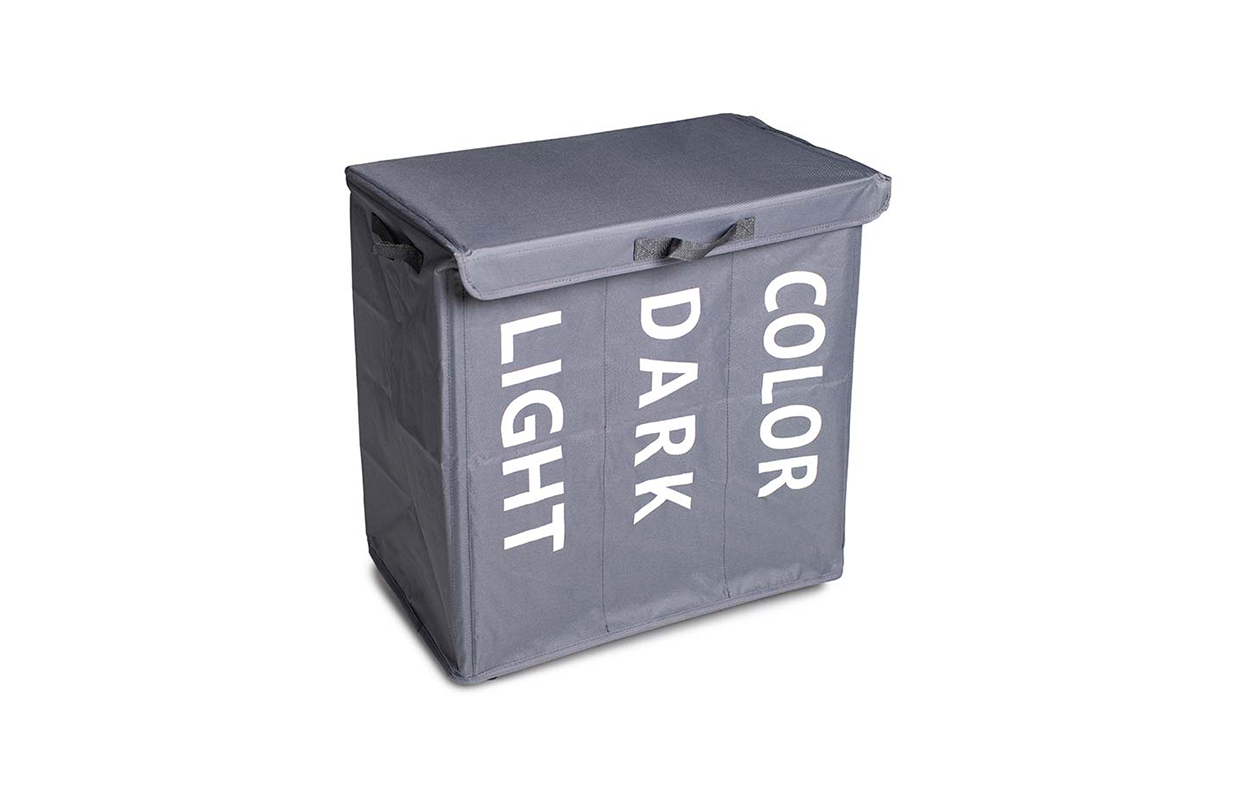 Shine XL Wasmand met 3 Vakken en 4 Wielen - 120 Liter - Grijs