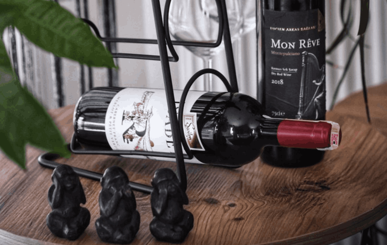 Metalen Wijnrek voor 4 Flessen