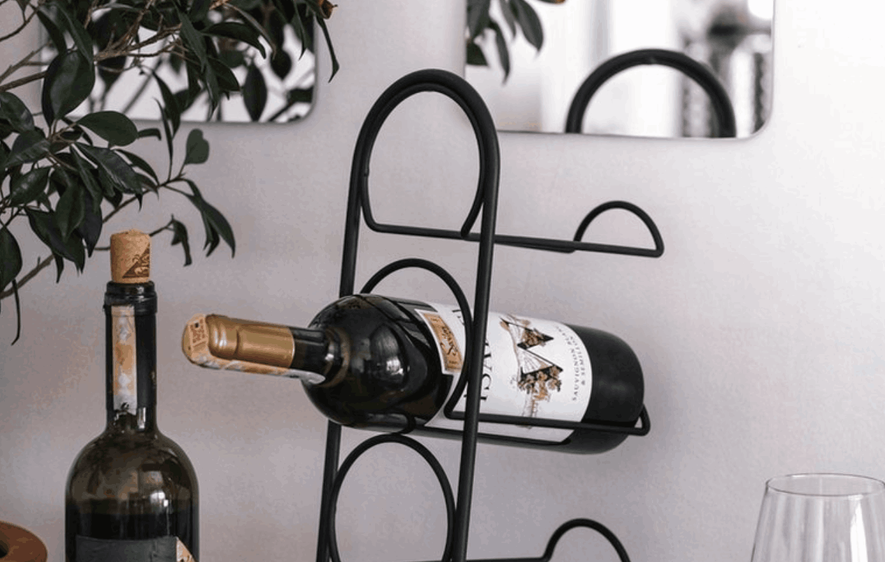 Metalen Wijnrek voor 4 Flessen