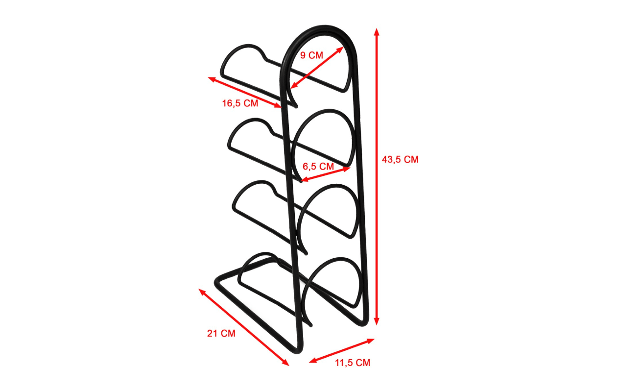 Metalen Wijnrek voor 4 Flessen