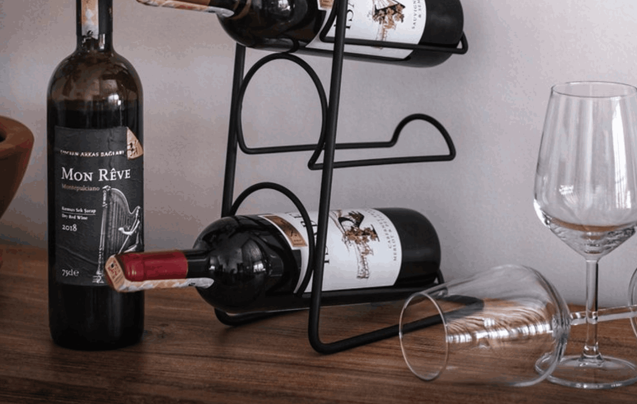Metalen Wijnrek voor 4 Flessen